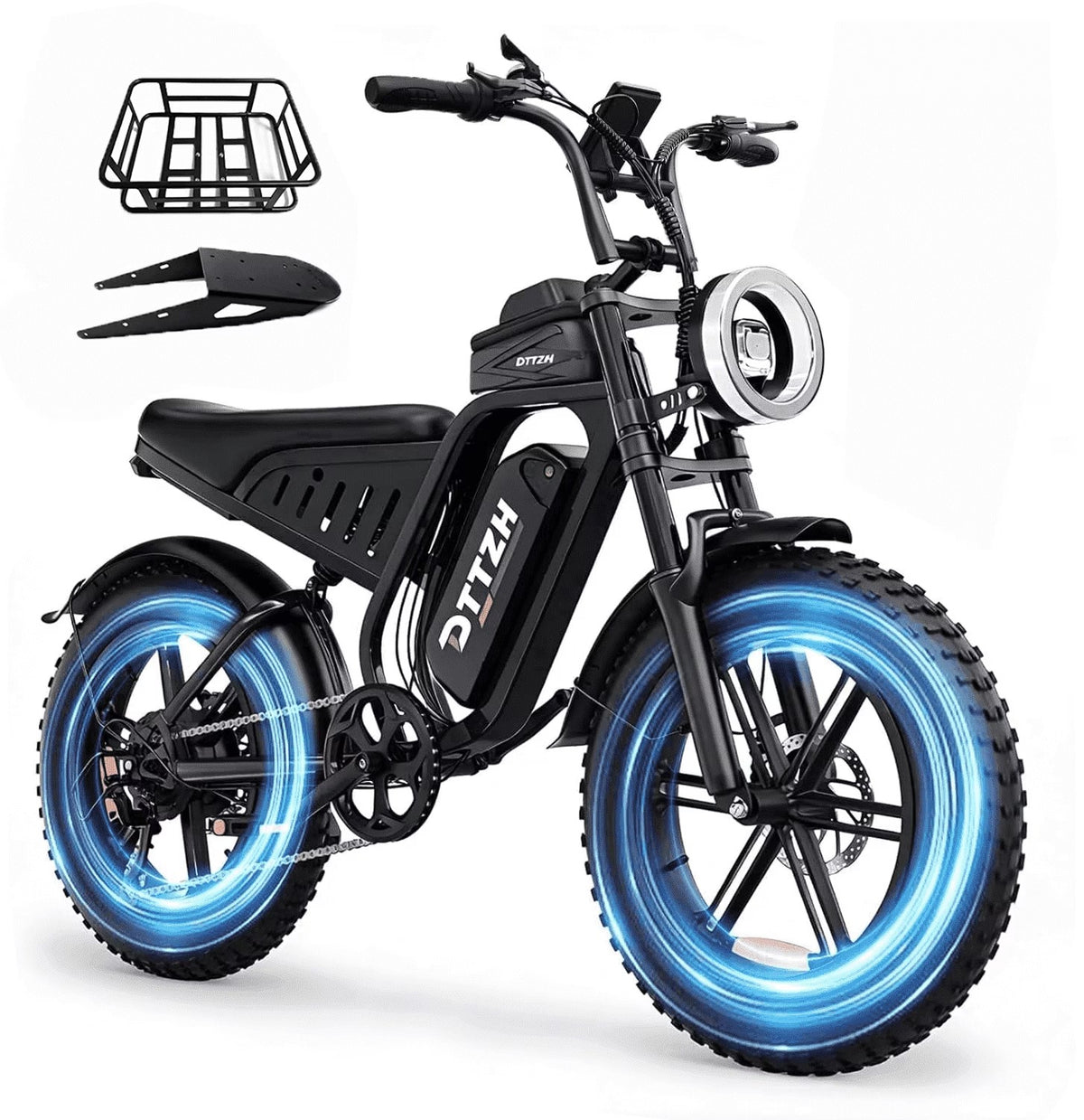 DTTZH Fast Electric Bike for Adults, 20"x4.0" Fat Tire Ebike, 750W Rate Motor, 80Miles Range, 48V 25Ah Removable Battery, Electric Mountain Bike, UL2849 (Black)