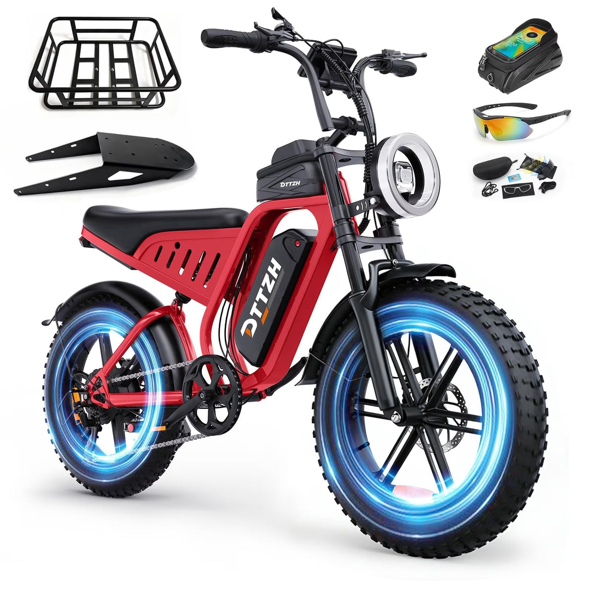 DTTZH Fast Electric Bike for Adults, 20"x4.0" Fat Tire Ebike, 750W Rate Motor, 80Miles Range, 48V 25Ah Removable Battery, Electric Mountain Bike, UL2849 (Black)