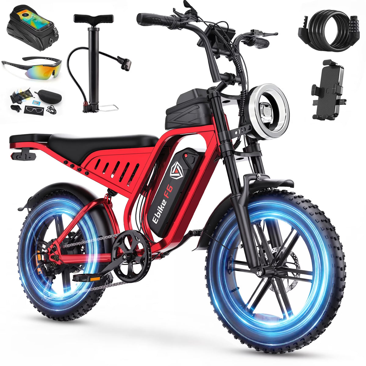 DTTZH Fast Electric Bike for Adults, 750W Rated Motor, 100 Miles E-Mountain Bike, 20" x 4" Fat Tire Off-Road Ebike, 60V/30Ah UL2849 Certified (Black)