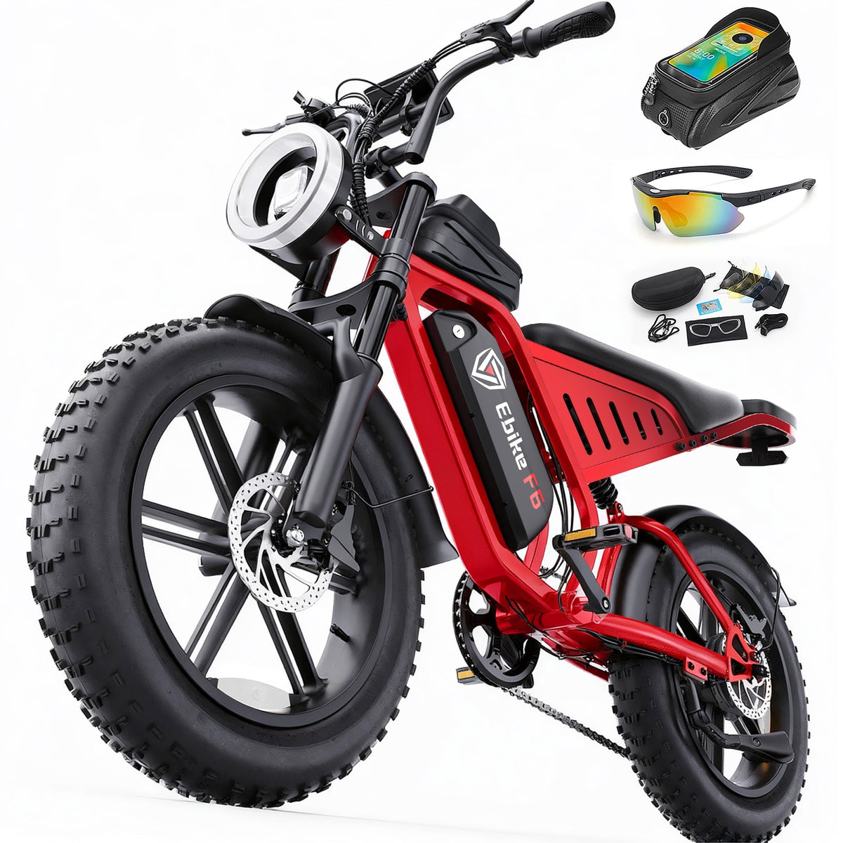 DTTZH Electric Bike for Adults, 750W Rated Motor, 60V/30Ah,100 Miles, 28 MPH, E Mountain Bike, 20" x 4" Fat Tire Ebike, UL2849 Certified (Red)