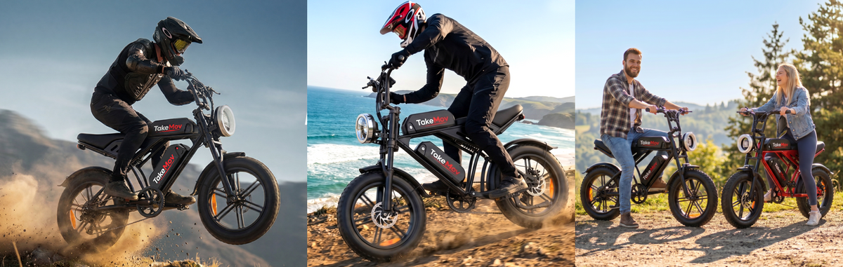 TakeMov Electric Bike for Adults, 750W Motor, 48V 50Ah Dual Battery E Mountain Ebike, 20" x 4" Fat Tire Off-Road Ebike, Full Suspension, Class 3, UL2849