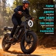 DTTZH Electric Bike for Adults, 750W Rated Motor, 60V/30Ah,100 Miles, 28 MPH, E Mountain Bike, 20" x 4" Fat Tire Ebike, UL2849 Certified (Red)