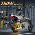 DTTZH Folding Electric Bike for Adults, 750W Rated Motor, 52V 25Ah Removable Battery, 28MPH, 80 Miles, 14" Tires, UL2849 Certified (Red)