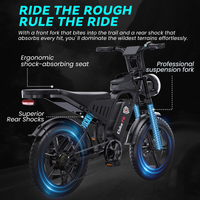 DTTZH F6 Electric Bike for Adults, 750W Motor, 60 Miles, 28 mph E Mountain Bike, 20" x 4" Fat Tire Off-Road Ebike, 48V 15.6Ah UL2849 Certified