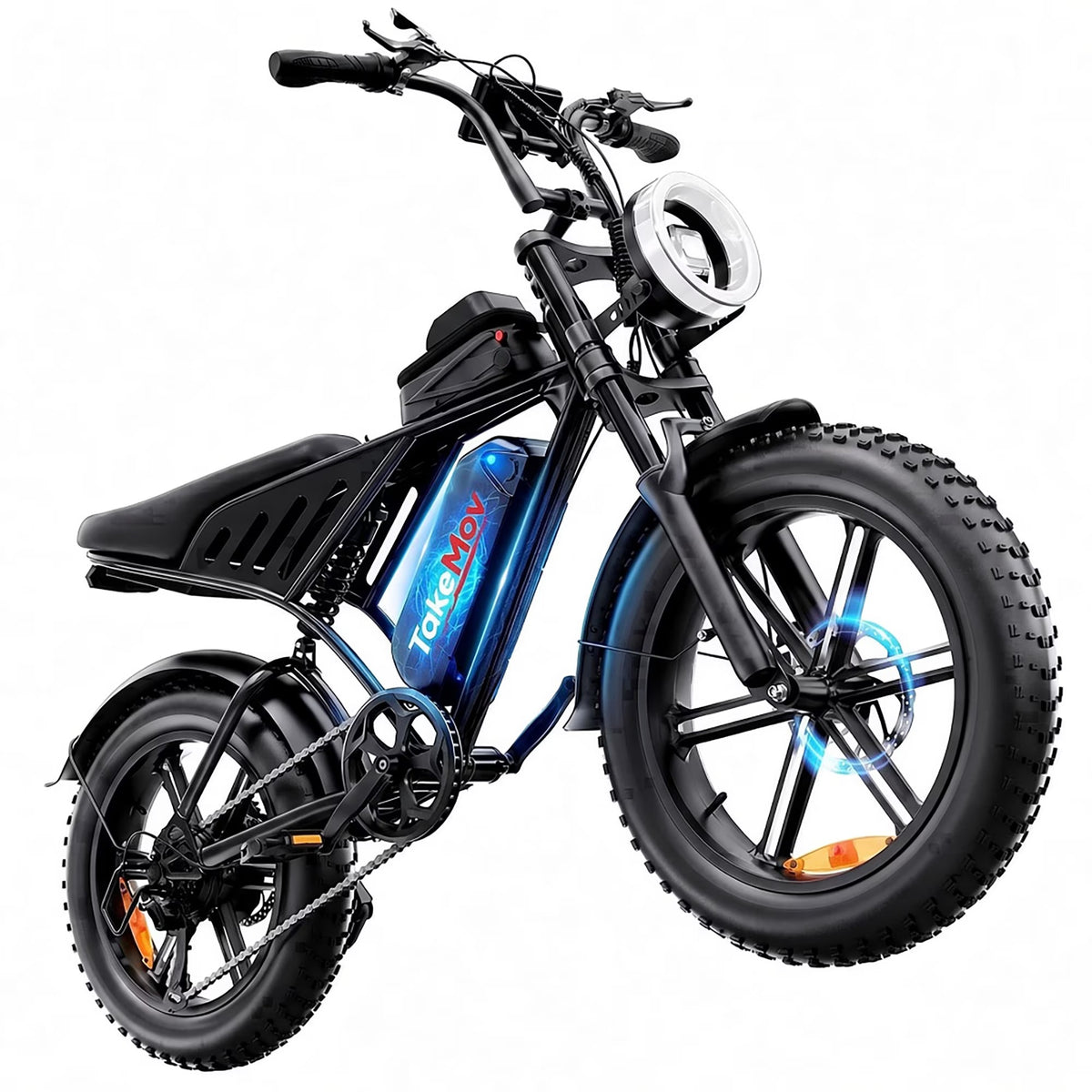 TakeMov Electric Bike for Adults, 750W Motor, 28MPH Class 3, 60 Miles, 20"x4" Fat Tire Ebike, 48V/15Ah, 7-Speed, E Mountain Bike, UL2849