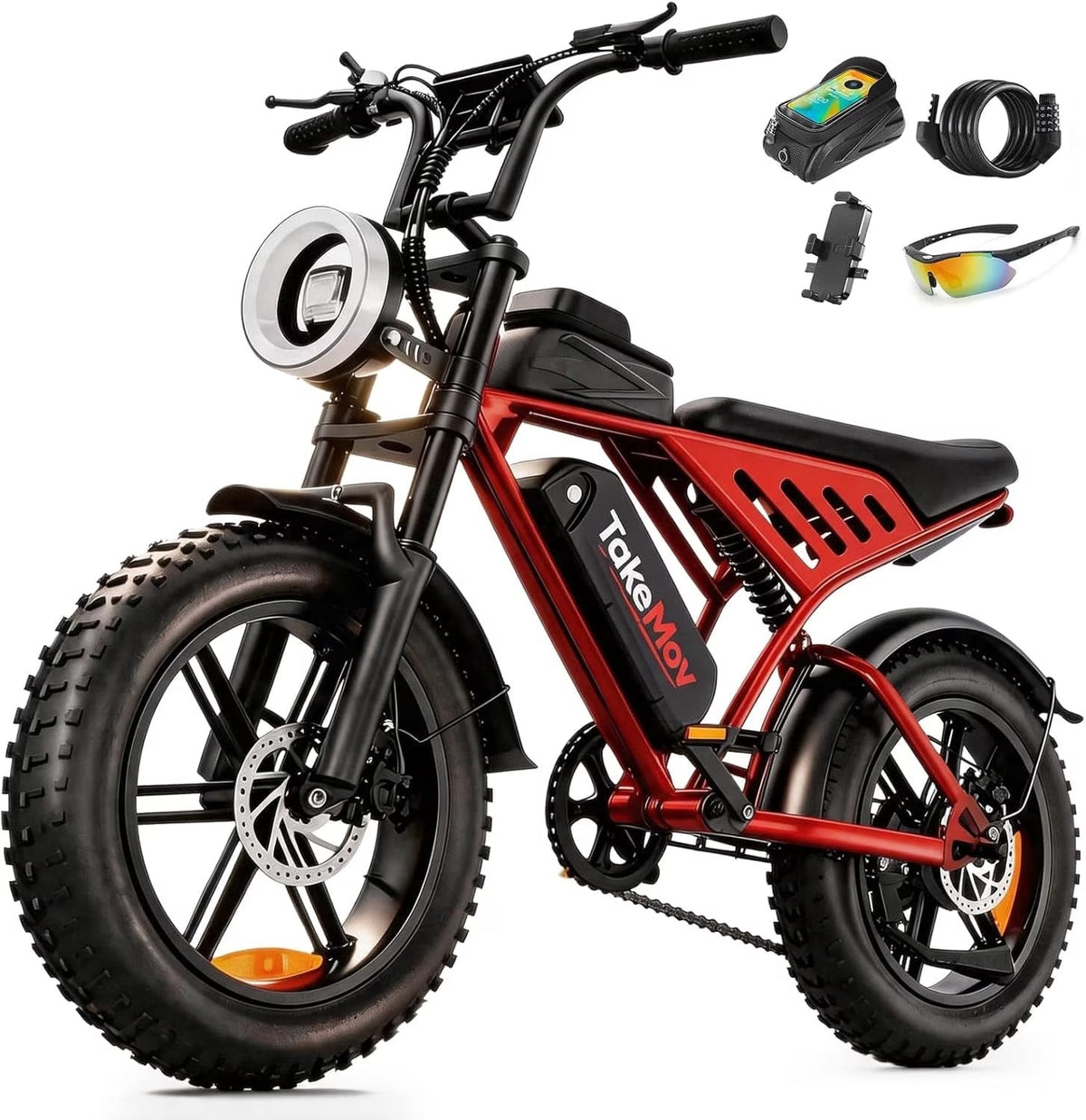 TakeMov Electric Bike for Adults, 750W Motor, 48V/25Ah, 80 Miles, 20"x4" Fat Tire Off-Road Ebike, 7-Speed, E Mountain Bike, NFC Unlock, UL2849