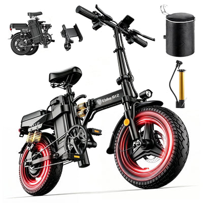 DTTZH Folding Electric Bike for Adults, 750W Rated Motor, 52V 25Ah Removable Battery, 28MPH, 80 Miles, 14" Tires, UL2849 Certified