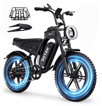 DTTZH Fast Electric Bike for Adults, 20"x4.0" Fat Tire Ebike, 750W Rate Motor, 80Miles Range, 48V 25Ah Removable Battery, Electric Mountain Bike, UL2849 (Black)