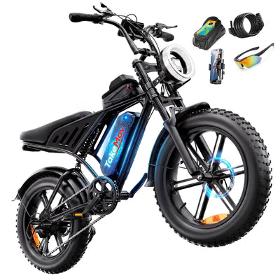 TakeMov Electric Bike for Adults, 750W Motor, 28MPH Class 3, 60 Miles, 20"x4" Fat Tire Ebike, 48V/15Ah, 7-Speed, E Mountain Bike, UL2849