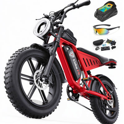 DTTZH Electric Bike for Adults, 750W Rated Motor, 60V/30Ah,100 Miles, 28 MPH, E Mountain Bike, 20" x 4" Fat Tire Ebike, UL2849 Certified (Red)