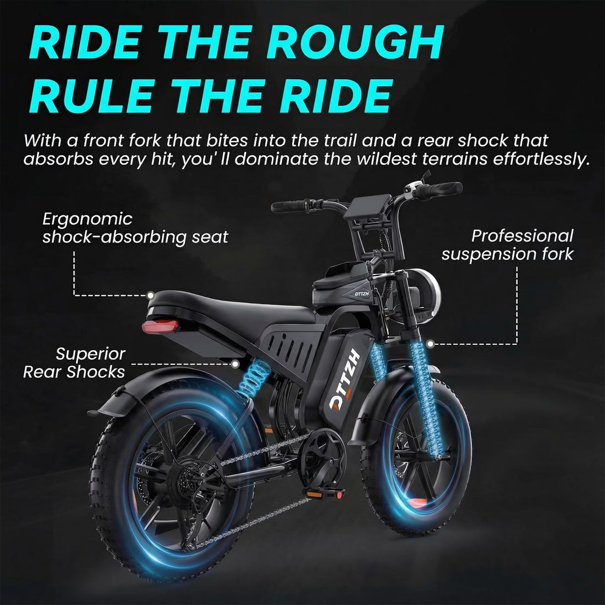 DTTZH Electric Bike for Adults, 750W Rated Motor, 60V/30Ah,100 Miles, 28 MPH, E Mountain Bike, 20" x 4" Fat Tire Ebike, UL2849 Certified (Red)