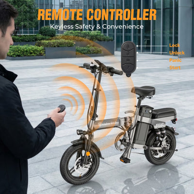 DTTZH 750W Foldable Electric Bike for Adults, 48V 15Ah, 20MPH Class 2 Electric Mini Bike, 60 Miles, 14" Folding Ebike, UL 2849 Certified
