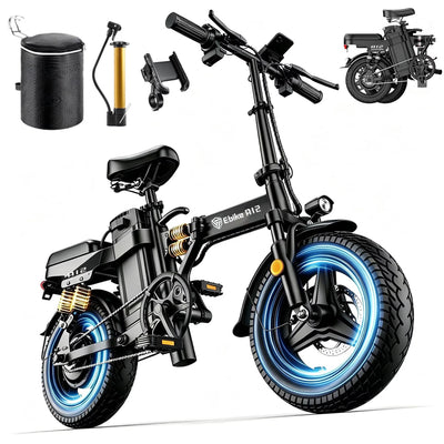 DTTZH Folding Electric Bike for Adults, 750W Rated Motor, 52V 25Ah Removable Battery, 28MPH, 80 Miles, 14" Tires, UL2849 Certified (Red)