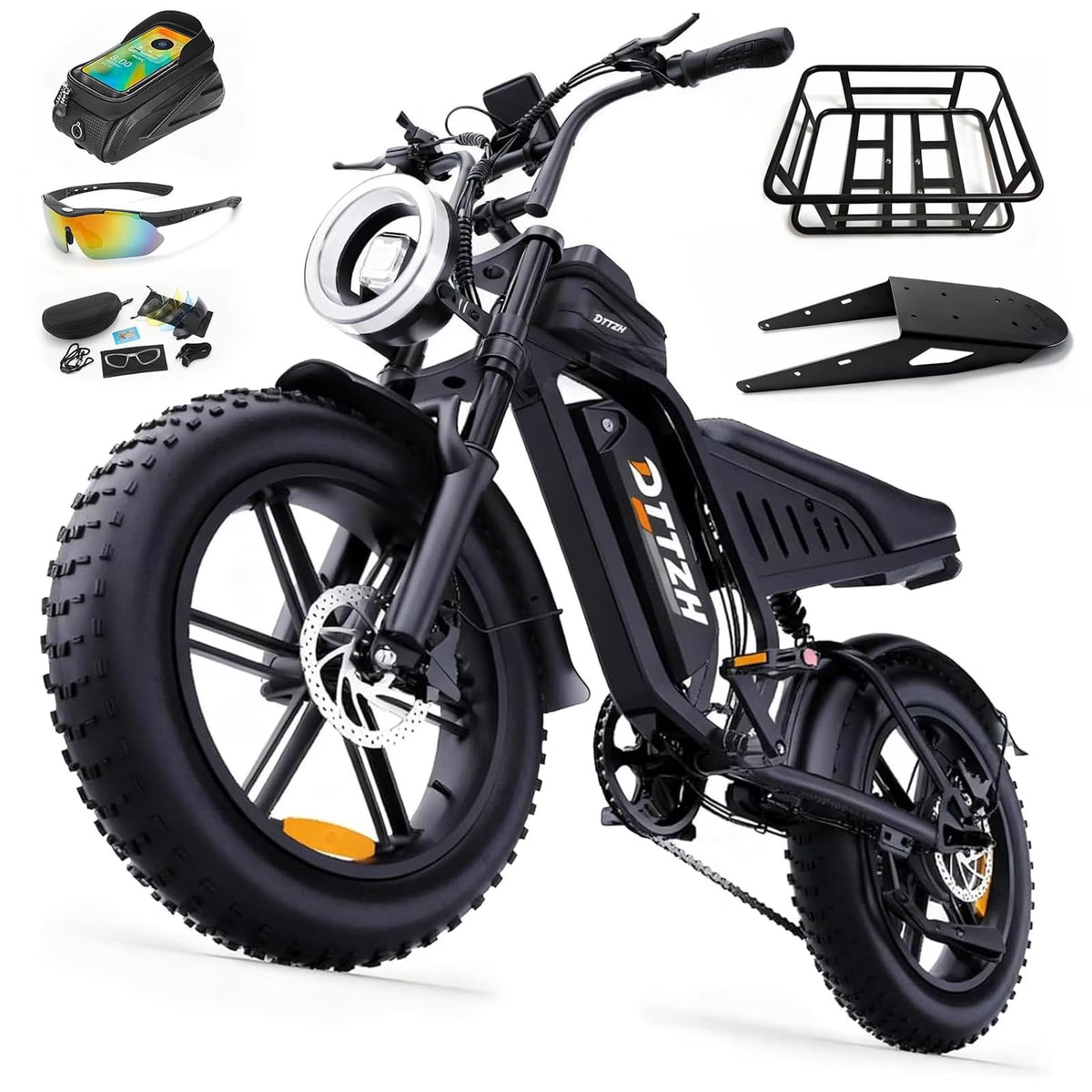 DTTZH Electric Bike for Adults, 750W Rated Motor, 60V/30Ah,100 Miles, 28 MPH, E Mountain Bike, 20" x 4" Fat Tire Ebike, UL2849 Certified (Red)