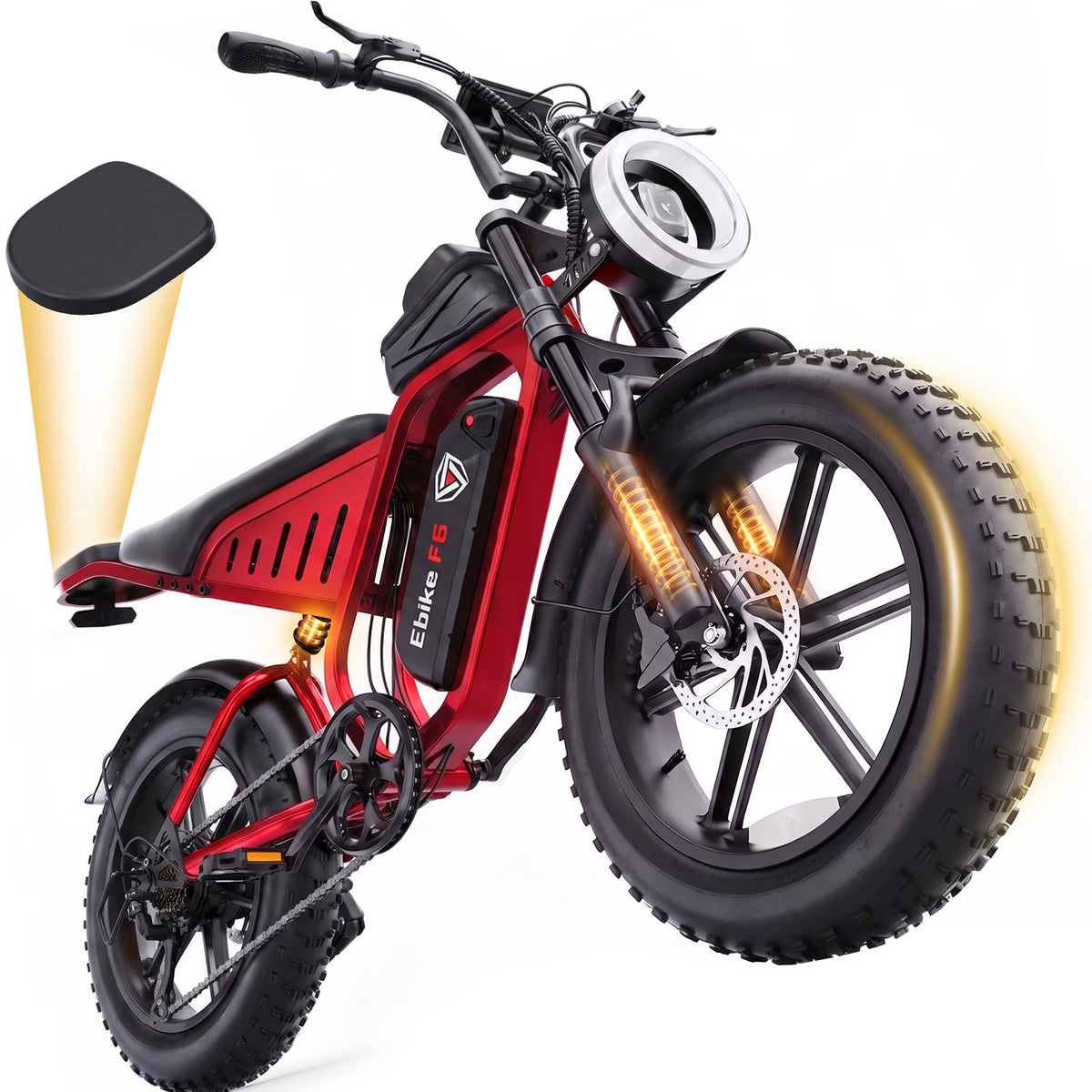 DTTZH 750W Electric Bike for Adults, 20mph, 48V 15.6Ah Removable Battery, 20" × 4" Fat Tires, Full Suspension, Class2, UL2849