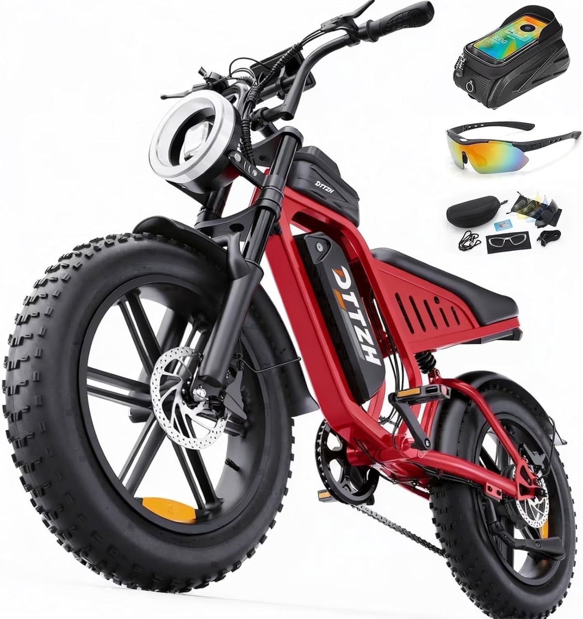 DTTZH Electric Bike for Adults, 750W Rated Motor, 48V/25Ah, 28 MPH, 80 Miles, E Mountain Bike, 20" x 4" Fat Tire Ebike, UL 2849