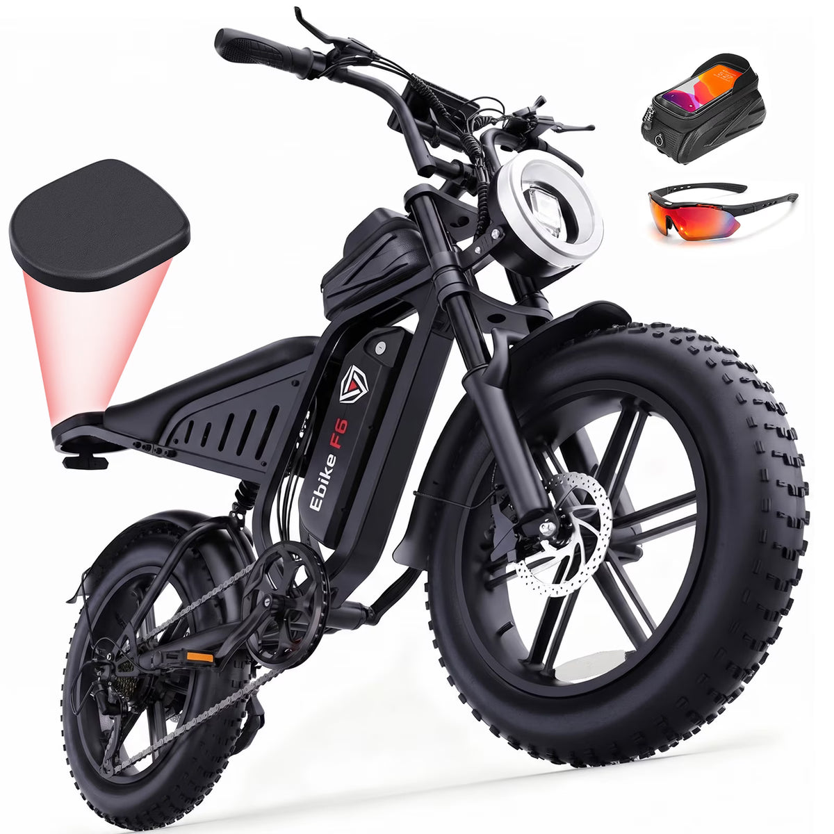 DTTZH 750W Electric Bike for Adults, 20mph, 48V 15.6Ah Removable Battery, 20" × 4" Fat Tires, Full Suspension, Class2, UL2849